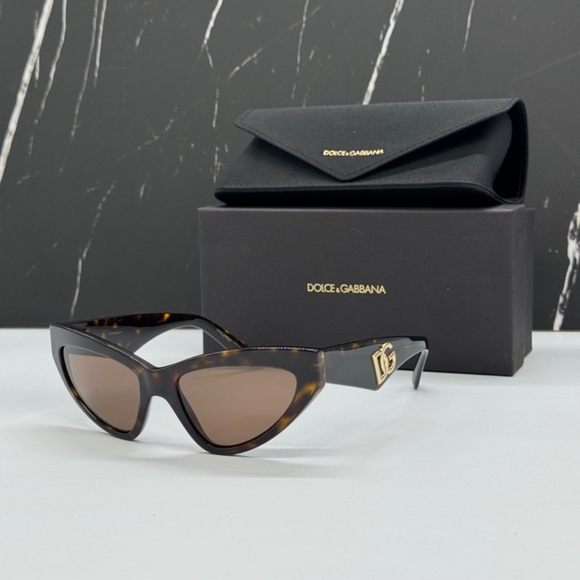 NEW DOLCE&GABBANA DG4439 502/73 WOMEN SUNGLASSES DG4439 50273 BROWN CAT EYE - Picture 1 of 12